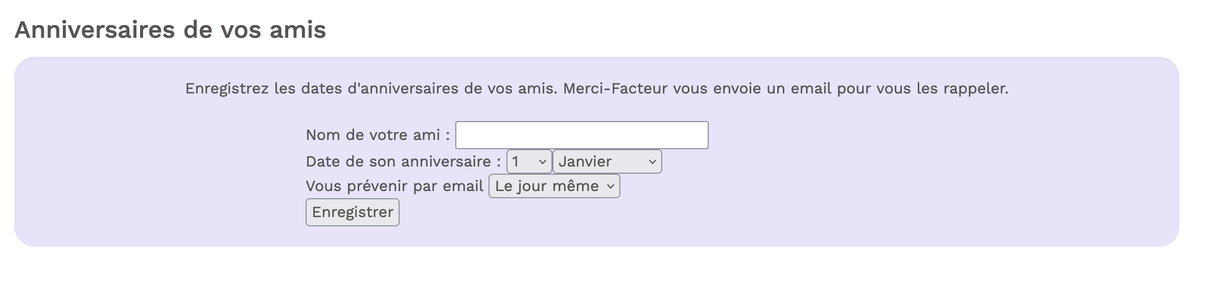 Rubrique relative au parrainage sur Merci Facteur